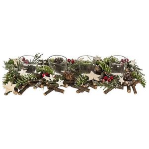 Atmosphera Yule log karácsonyi dekoráció 4 piros fa mécsestartóval kép