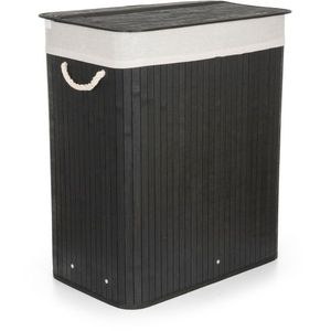 G21 fekete, fehér szövet kosárral, 52×32×63 cm, 105 l, bambusz kép
