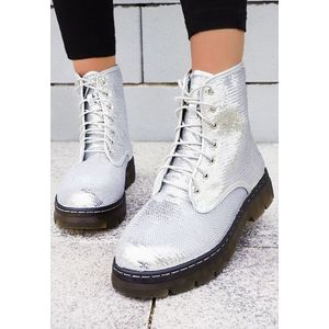 Glittery ezüst női bakancsok kép