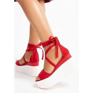 Karolina piros platform szandál kép