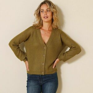 Laza gombos pulóver, mohair touch kép