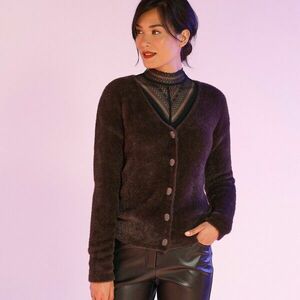 Kerek nyakú pulóver, jacquard szőrmével kép