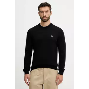 Lacoste pamut pulóver könnyű, fekete kép