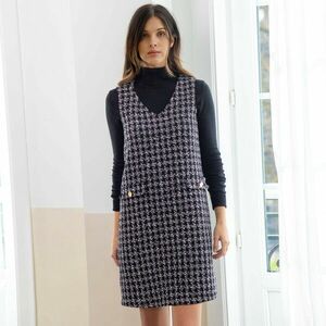Rövid ujjú tweed ruha kép
