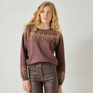 Pulóver rézszínű jacquard mintával kép