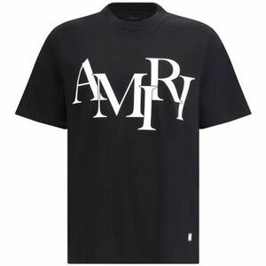 Rövid ujjú pólók Amiri STAGGERED LOGO TEE BLACK kép