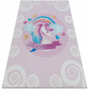 Szőnyegek Rugsx BAMBINO 2533 mosható szőnyeg Egyszarvú, szivár 160x220 cm kép