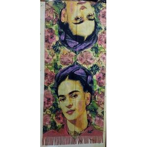 Nagyméretű kétoldalú mintás festményes sál, kendő, stóla - Frida Kahlo - ÚJ kép