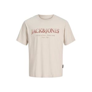 JACK & JONES Póló 'JJDevin Daytona' krém / rozsdabarna kép