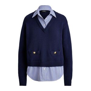 Lauren Ralph Lauren Pulóver kék / tengerészkék / fehér kép