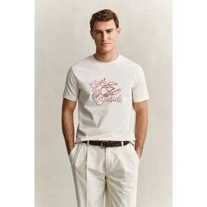 PÓLÓ GANT EMBROIDERED SS TSHIRT CREAM kép