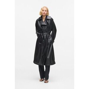 Kabát Karl Lagerfeld Perforated Faux Leather Trench Black kép
