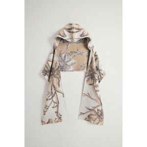 Sál Woolrich Wool Blend Jacquard Cape Cream Foliage kép