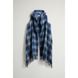 Sál Woolrich Hooded Wool Cape Scarf Blue Check kép