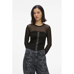 Top Karl Lagerfeld Jeans Klj Mesh Mixed Material Top Black kép