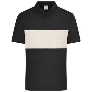 Daiber Kontrasztcsíkos galléros póló 8050 - Fekete / homokkő | 2XL kép