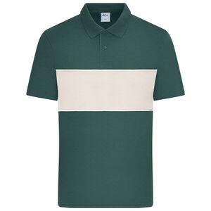 Daiber Kontrasztcsíkos galléros póló 8050 - Füstzöld / homokkő | 2XL kép
