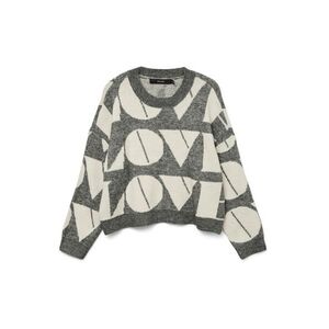 VERO MODA Pulóver 'VMLOVE' szürke melír / fehér kép