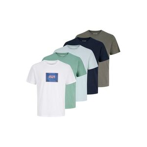 JACK & JONES Póló 'JJRAIN' kék / világoskék / szürke / fehér kép