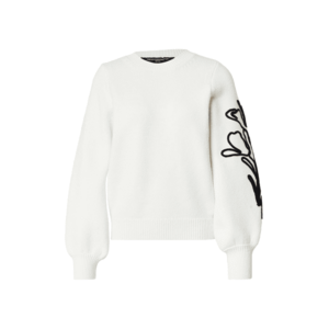 FRENCH CONNECTION Pulóver 'PATRICE FLORAL EMBROIDERED SLV' fekete / fehér kép