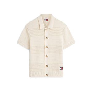 Tommy Jeans Kardigán 'Tommy Badge Woven Short Sleeve' krém kép