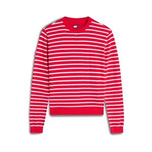 Tommy Jeans Pulóver 'Flag Embroidery' piros / fehér kép