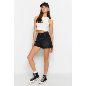 Trendyol Black High Waist Denim Shorts kép