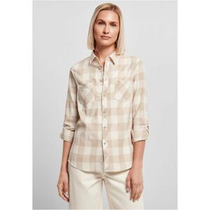 Ladies Turnup Checked Flanell Shirt whitesand/lighttaupe kép