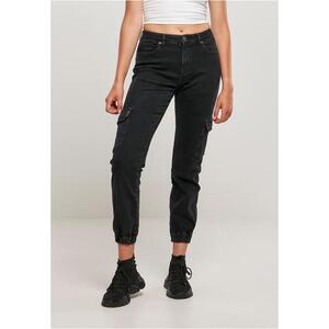 Women's Organic Stretch Denim Cargo Pants Black Washed kép