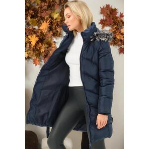 Z6768 DEWBERRY WOMEN'S COAT-PLAIN NAVY BLUE kép