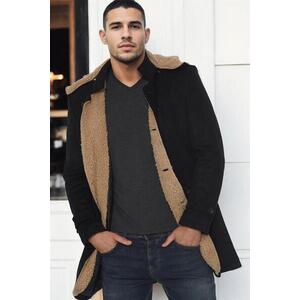 PLT8399 DEWBERRY SUEDE LOOK MEN'S COAT-PLAIN BLACK kép