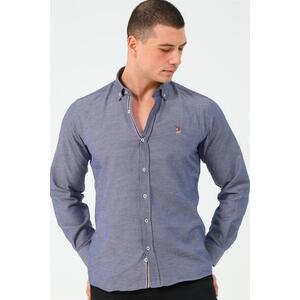 G674 DEWBERRY MEN'S SHIRT-DENIM BLUE-3 kép