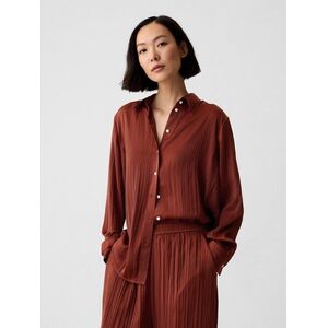 GAP Satin Boyfriend Shirt - Women kép