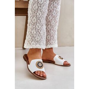 Lewski Shoes Bőr Papucs Díszítéssel Lapos Sarokkal Fehér Lewski kép