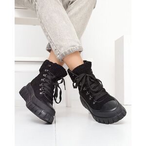 Resti Women's black eco-suede boots with sheepskin Vetic - Footwear kép