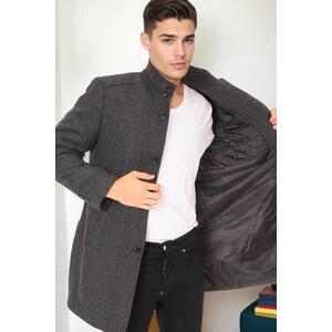 PLT9386 DEWBERRY MEN'S COAT-DIAGONAL BLACK-ANTHRACITE kép