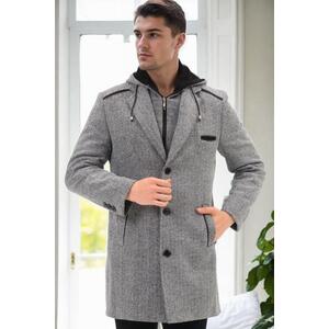 PLT9371 DEWBERRY MEN'S COAT-DIAGONAL BLACK-GRAY kép