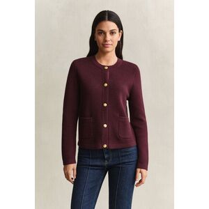 PULÓVER GANT COTTON C-NECK CARDIGAN DARKENED WINE kép