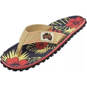 Lábujjközös papucsok Gumbies Islander Denim Hibiscus kép