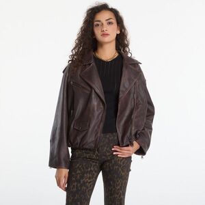 Dzseki AllSaints Samina Biker Oxblood Red 4 kép