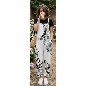 Női M-es fehér pillangós, lepkés nyári overall, playsuit - ÚJ kép