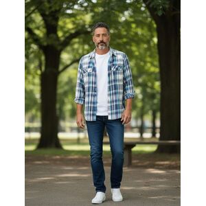 Férfi XL-es kék kockás hosszú ujjú ing - Columbia kép