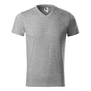 MALFINI Póló Heavy V-neck - Sötétszürke melírozott | S kép