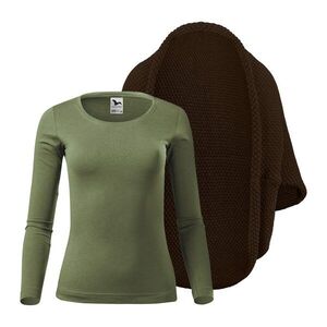 Bontis Női szett: Kötött kardigán és hosszú ujjú póló - Barna / khaki | 2XL kép