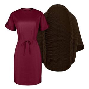 Bontis Női szett: kötött kardigán és Muse ruha - Barna / garnet | 2XL kép