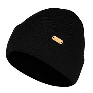 Bontis Dupla férfi kötött sapka visszahajtott szegéllyel - Fekete | unisex kép