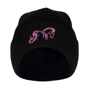 Bontis Lány sapka ló hímzéssel - Fekete / rózsaszín | unisex kép