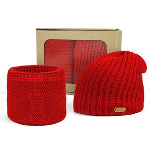 Bontis Ajándékcsomag: Női leomló sapka és körsál - Piros kép