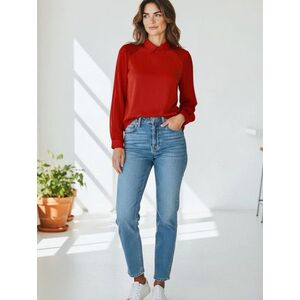 Női L-es piros tüll ujjú elegáns blúz - Red Herring kép