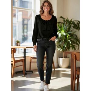 Női M-es fekete masnis elegáns blúz - Zara kép